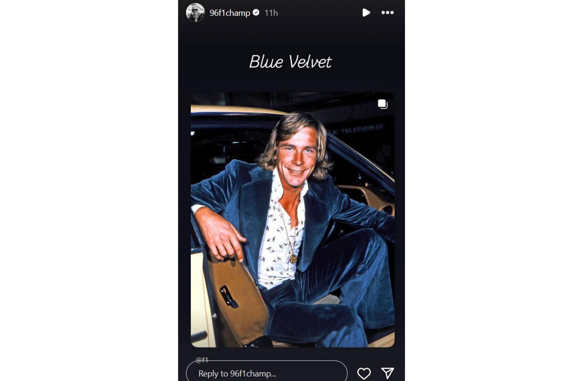Snapshot of Damon Hunt's Story about James Hunt. Credits-Instagram